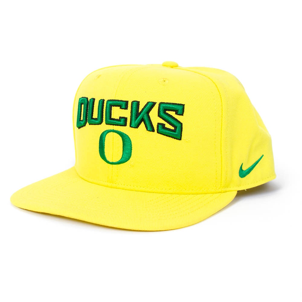 Classic Oregon O, Nike, Yellow, Flatbill, Performance/Dri-FIT, Accessories, Unisex, Pro, Plain, Arched Ducks, Oregon, Adjustable, Hat, 882526